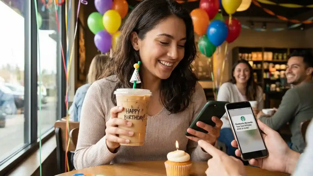 Celebrating birthday with free drink from 7 Brew Rewards program